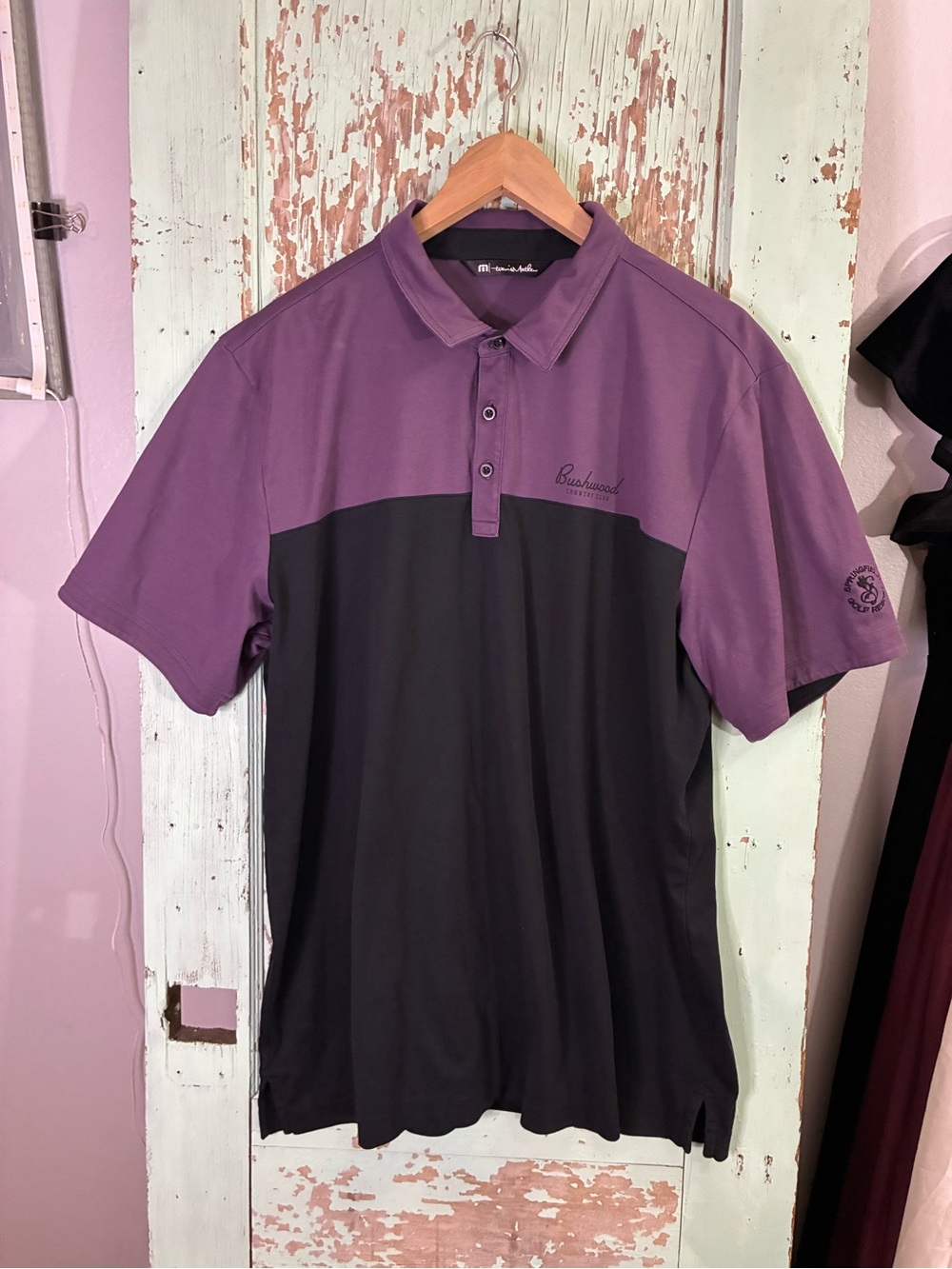 Travis Mathew Two-Tone Plum and Black Polo